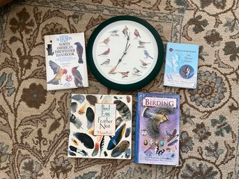 Bird Wall Clock With 4 Great Bird Books