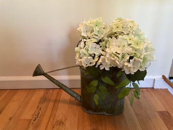 Pretty Metal Watering Can With Artificial Hydrangeas About 19 X 19 Inch