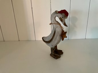 TII Collections Christmas Goose Duck Vintage Rustic Wood Look Whitewash Figurine