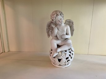 Ceramic Cherub Figurine Tea Light Candle Holder