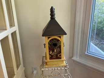 Beautiful Wood Metal And Mosaic Glass, Decorative Hand Painted Birdhouse With Rooster