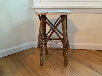 Country Pleasures Branch Base Side / End Table With Pretty Hand Painted Top