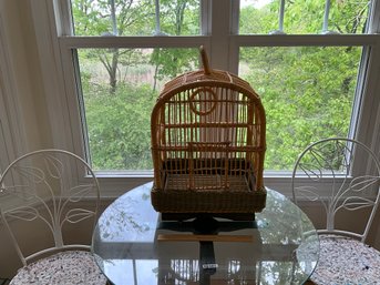 Amazing Elegant, Vintage Wood, Rattan And Wicker Birdcage With Pull Out Tray