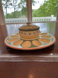 Pfaltzgraff Deviled Egg Plate With Covered Dish FRENCH QUARTER Mint Condition