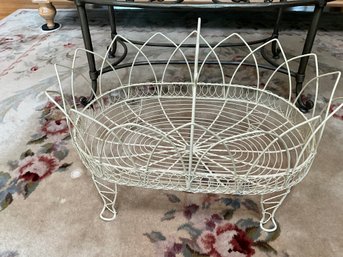 Large Spiegel Pretty Cream Colored Wire Basket With Handle