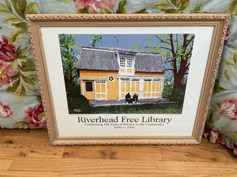 Vintage Custom Framed Riverhead Library Poster