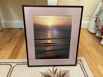 Custom Framed And Matted Sunset Over The Ocean Photograph