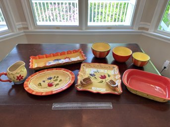 Vintage Pfaltzgraff Napoli Hand Painted Party Hostess Dining Serveware Very Pretty Set For The Summer