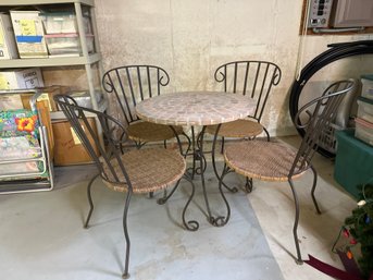 Vintage Cast Iron Bistro Patio Garden Table And 4 Chairs Set