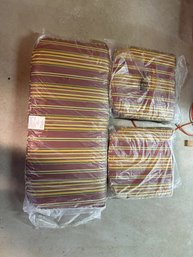 New Bench Seat Cushion 2 Chair Cushions, Maroon, Green, Gold Striped