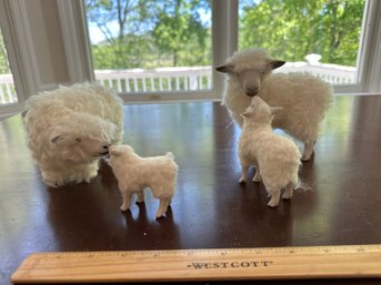 Set Of 4 Colins Creatures White Long Haired Sheep Handcrafted