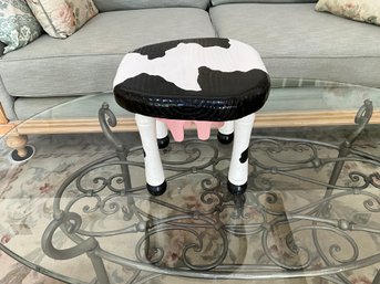 Cute Wood Painted Cow Steps Stool