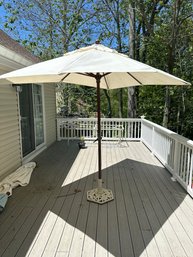 9 X 5 Rectangular Umbrella With Stand Cream Color Opens But Have To Finess