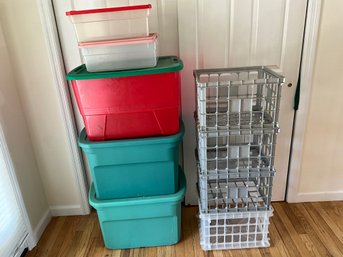 5 Storage Totes And 4 Stackable Crates Storage Solutions