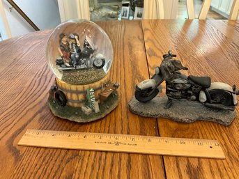 Motorcycle Music Box Snow Globe And Motorcycle Figuring