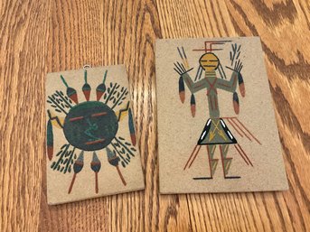 1970s Navajo Sun And Dancer Sand Paintings Art Native American By Ernest Hunt