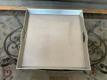 Large Silver Serving Tray With Handles