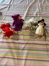 Lot Of 4 Original TY Beanie Baby Lot  Beanie Babies Snort, Millennium Mystic And Wise