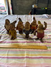 6 Of 7 1930's Seven Dwarf Figures Made By The Sieberling Latex Products Co. Akron Ohio.