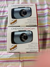 2 New Cinematix Dash Cam W/ 8 GB Card -Charging Cords -