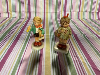 2 Goebel Hummel Figurines I Brought You A Gift And Boy With Toys