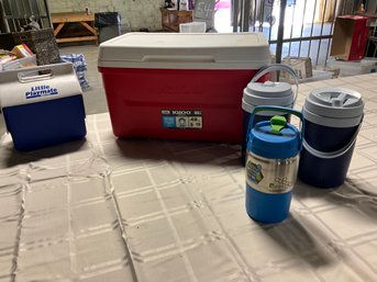 Keep It COLD Summer Fun Lot 2 Coolers And 3 Large Thermos