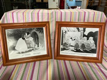 2 Vintage Limited Edition Framed Disney Snow White And The Seven Dwarfs Animated Cartoon Feature Prints