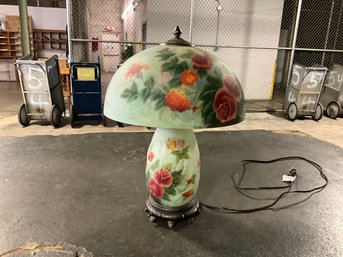 Vintage Reverse Painted Glass Table Lamp 22 Inch