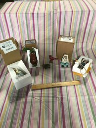 Lot Of Wood Cuts Wood Carved Style Figurines And Wood Carved Figurines Many New In Box