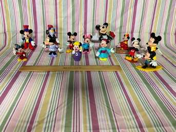 Lot Of Vintage Disney Mickey And Minnie, Figurines Mickey Mouse And Minnie, Mouse Figurines