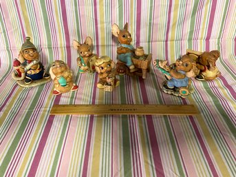 Lot Of 7 Hand Painted Pendelfin Rabbits