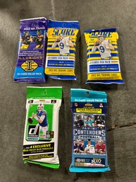 Five Lots Of Football Card Packs Unopened