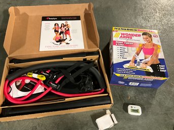 Nice Lot Of Exercise Equipment - Wonder Arms - Body Gym Deluxe Resistance Bands And Pedometer