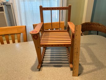 Adorable Vintage Wood Doll Rocking Chair