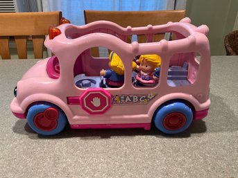 Fisher Price School Bus Little People Pink Purple For Kids