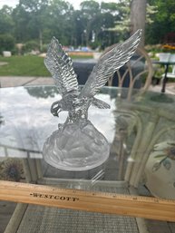 Crystal Flying Eagle Figurine France Cristal D'Arques 24 Lead Frosted Base 7'