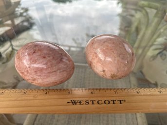 Lot Of 2 Vintage Natural Marble Polished Stone Egg Made In Mexico