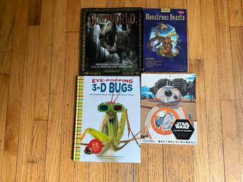 4 Very Cool Kids Books 3D BUGS DINOSAURS Star Wars Color By Number How To Draw Beasts