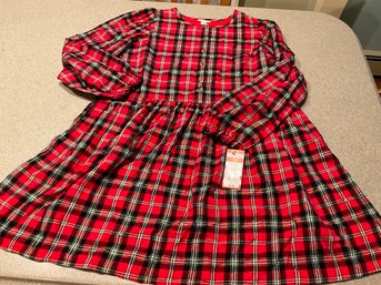 Cat & Jack Girl's Holiday Plaid Long Sleeve Tunic Blouse Dress Size XXL 18 New With Tags