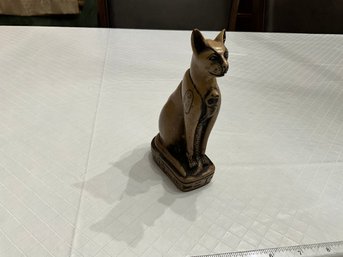 Egyptian Cat Statue Carved Resin Bastet Snake Cobra Hieroglyphic