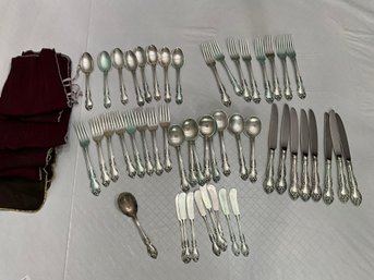 Gorham Sterling Silver Melrose Silverware Set Flarwate Service For 8 Plus Sugar Spoon