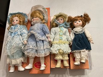 Lot Of 4 Vintage Porcelain Dolls With Boxes