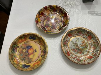 Set Of 3 Vintage Daher 1971 Decorated Ware Tin Bowl Made In England