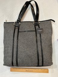 Brand New Liz Claiborne Flannel Shoulder Bag With Black Patent Leather Accents