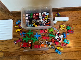 Bin Lot Of Assorted Toy Cars And Airplanes