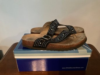 White Mountain Harbor Black Ladies Size 10 Sandals With Box