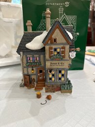 Department 56 Dickens' Village Jones And Co. Brush And Basket Shop As Pictured Hanging Basket Needs Repair