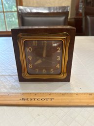 Vintage TELECHRON Art Deco Square Wood Mantel Clock Not Working