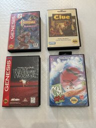 Lot Of Four Sega Genesis Games Cartridges Clue Cool Spot Castlevania Bloodlines Warlock Cartridges Excellent