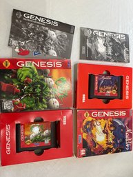 Lot Of Two Sega Genesis Game Cartridges Complete With Manuals And Boxes Aladdin And The Ooze